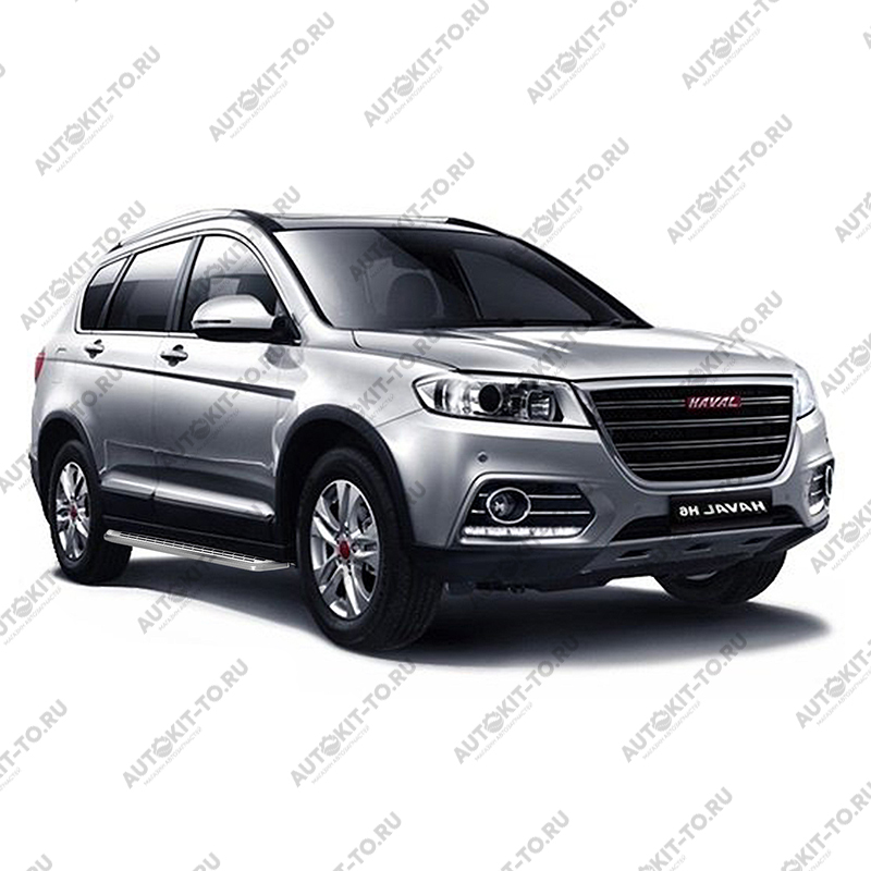 Пороги нержавеющие с анодированой дюралевой площадкой для Haval H6 2014+